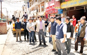 Deputy Commissioner Leh Saugat Biswas inspecting work on beautification project.