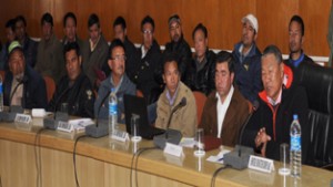 Minister for Cooperatives Chhering Dorjey reviewing the function of Cooperative in a meeting a Leh.