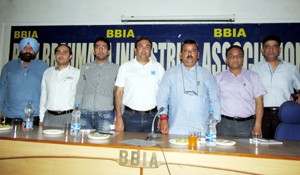 New BBIA members during interactive meet with  Industries Minister at Bari Brahmana on Monday.