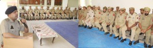 SP Railways Jammu Suram Singh interacting with GRP jawans at Jammu.