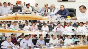 Chief Minister, Mufti Mohammad Sayeed chairing District Development Board meeting of Kathua district on Saturday.