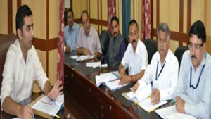 District Development Commissioner Dr Shahid Iqbal chairing meeting of DRSC at Udhampur on Friday.
