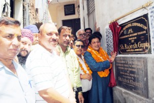 Rajesh Gupta MLA Jammu East inaugurating newly constructed works on Wednesday.