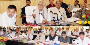 Chief Minister Mufti Mohammad Sayeed chairing District Development Board meeting of Bandipora on Saturday.