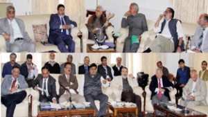 Chief Minister Mufti Mohd Sayeed chairing a high level meeting at Srinagar on Wednesday.