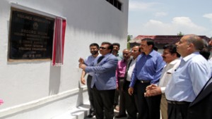 Director Vigilance Owais Ahmad inaugurating record block at Vigilance Hqrs at Peer Bagh in Srinagar on Monday. 