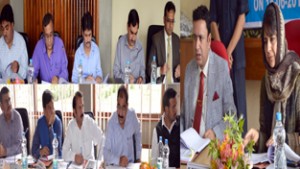 Member of Parliament Mehbooba Mufti and Minister for CA&PD Ch Zulfkar Ali chairing SLCC meeting of FCI at Srinagar on Monday.