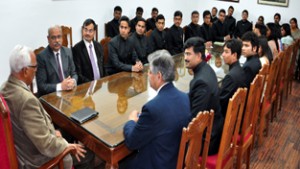 Governor N N Vohra in a meeting with IFS Probationers on Wednesday.