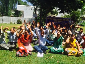 PWD (R&B) workers protesting in support of their demands on Monday.