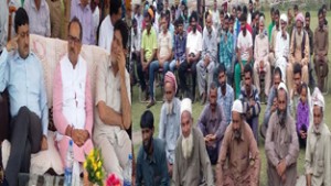 Dy. Chief Minister, Dr Nirmal Singh addressing public gathering at Rajouri on Wednesday.