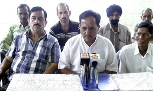 Subash  Shastri, president, National Mazdoor Conference addressing press conference  in Jammu on Sunday.