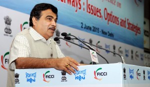 Union Minister for Road Transport & Highways and Shipping, Nitin Gadkari addressing at the National Conference on Indian Waterways, in New Delhi on Tuesday.