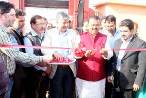 Minister for Industries, Chander Parkash Ganga inaugurating exhibition-cum-sale at Kashmir Haat on Tuesday.