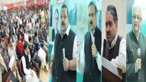 NC leaders addressing party convention at Doda on Thursday.