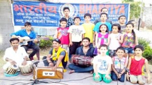Artists of BLSKS during presentation of 54th Musical Play at Jammu on Saturday.