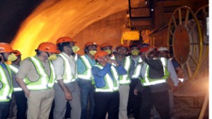 Div Com Jammu Dr Pawan Kotwal along with DC Udhampur Shahid Iqbal Choudhary inspecting the Chenani Nashri Tunnel.