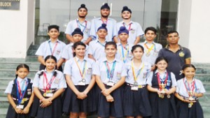 Students of Banyan International School who excelled in the State Roller Skating Championship held at Peerkhoo in Jammu.