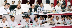 Chief Minister Mufti Mohammad Sayeed chairing District Development Board meeting of Kishtwar district on Saturday.