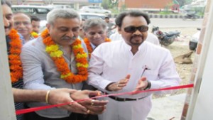 Rajesh Jain inaugurating AC toilet complex at Gangyal on Wednesday.