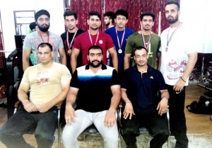 Body Lifters posing for a group photograph at Choudhary Gym in Jammu.