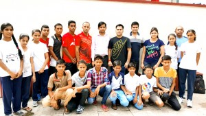 State Taekwondo team posing for a group photograph before leaving for Hyderabad.