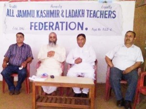 MLA Sat Sharma and others at Education Conference at Jammu on Monday.