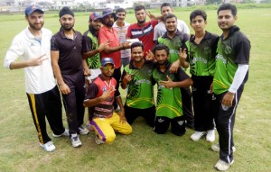 Jubilant RCC players showing victory signs while posing for a group photograph after clinching victory on Sunday.