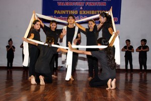 Students giving a dance performance during valedictory function of JKAACL’s Children Summer Workshop at Jammu on Wednesday.
