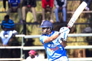 Ambati Rayudu during his unbeaten knock of 124 runs against Zimbabwe at Hrare on Friday.