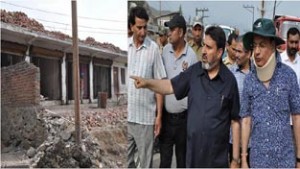 PWD Minister Syed Mohammad Altaf Bukhari reviewing Pantha Chowk road widening project.