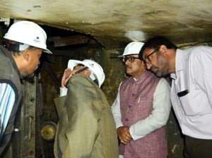 Deputy CM Dr Nirmal Singh inspecting power project in Ladakh region.