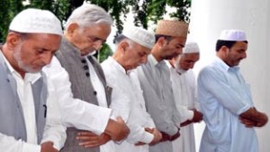 Chief Minister Mufti Mohd Sayeed during Friday Nimaz at Hazratbal on Friday.