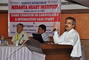 A doctor speaking during a CME on cardiology organized by Medanta- The Medicity Gurgaon at Jammu. 