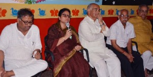 MoS Education Priya Sethi interacting with teachers during a workshop at Jammu on Sunday.