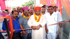 MLA Jammu West, Sat Sharma, inaugurating Bikaner Sweets Shop at Janipur.