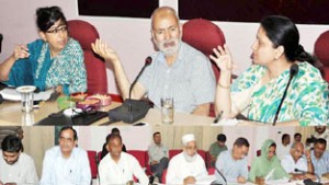 Education Minister Naeem Akhtar chairing a meeting of department at Jammu on Friday.