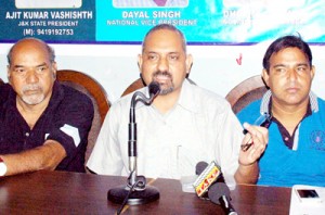 Officials of SMP interacting with media persons at Jammu on Monday.         -Excelsior/Rakesh
