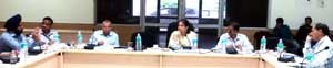 District Development Commissioner Sheetal Nanda chairing a meeting at Samba on Tuesday.