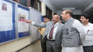 Law Minister Basharat Bukhari during visit to NLSIU on Friday.
