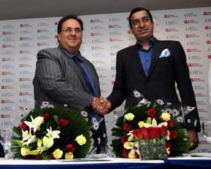 Sanjiv Bajaj and Pranav Ansal during launch of Specialized MBA in Applied Finance.