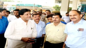 Transport Minister during visit to Lakhanpur Toll Plaza.