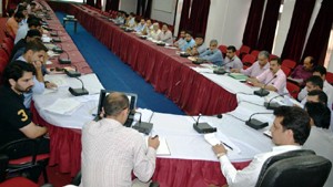 MLA Doda Shakti Parihar chairing pre-DDB meeting at Doda on Tuesday.