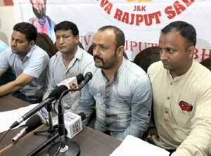 Representatives of YRS interacting with media persons at Jammu on Thursday.  -Excelsior/Rakesh