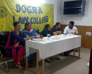 Students of Dogra Law College during Moot Court organized on Saturday.   