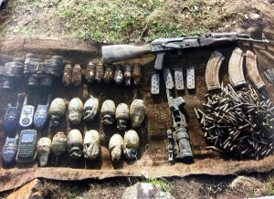 Arms and explosives recovered by Army and police in Kishtwar on Thursday. -Excelsior/Tilak Raj