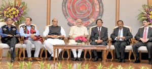 Prime Minister Narendra Modi at the signing ceremony of historic peace accord between Government of India and NSCN, in New Delhi on Monday.(UNI)