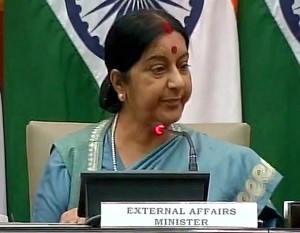 External Affairs Minister Sushma Swaraj addressing press conference on Saturday.