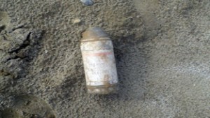 A mortar shell recovered at village Daboh in Samba sector  on Monday. -Excelsior/Gautam