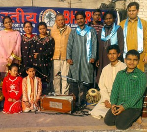 Artists presenting musical play ‘Madhunashni’ at Jammu on Saturday.