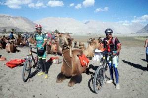 Ace cyclists Umer Nabi and Amir Ashad during their ride to Nubra Valley.